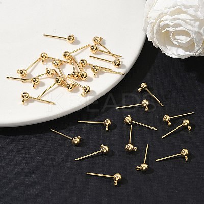 SHEGRACE Brass Round Ball Stud Earring Findings XGR0051G-39G-1