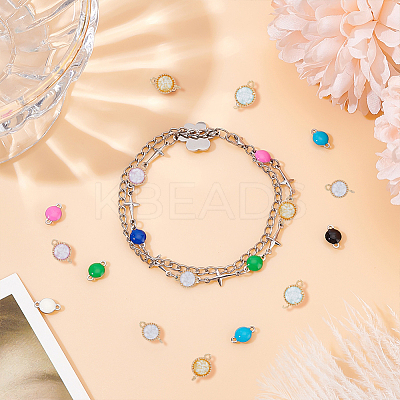 10Pcs 5 Colors Brass Pave Cubic Zirconia Connector Charms KK-DC0002-65-1