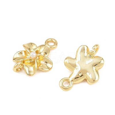 Brass with ABS Plastic Imitation Pearl Connector Charms KK-Z151-01G-01-1