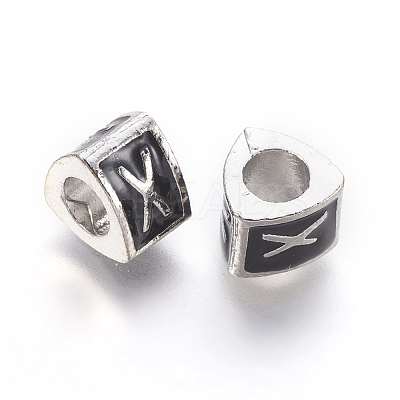 Platinum Tone Zinc Alloy Enamel European Beads X-MPDL-L001-01X-1