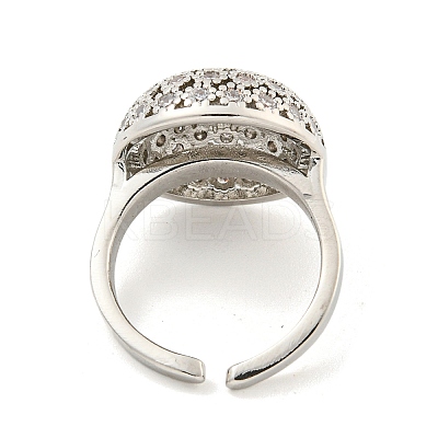 Real Platinum Plated Brass Micro Pave Clear Cubic Zirconia Cuff Rings RJEW-L113-017P-02-1