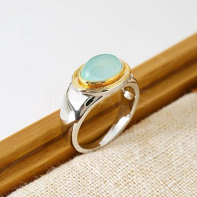 Oval Brass Cat Eye Finger Rings FS-WGC727D-02-1