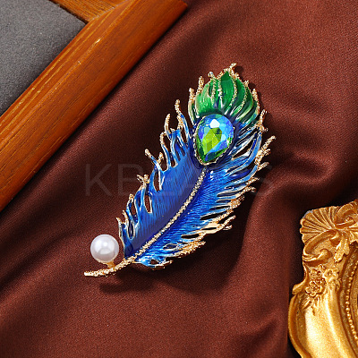 Ethnic Style Peacock Feather Enamel Pins PW-WG72421-02-1