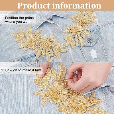 Polyester Embroidered Floral Lace Collar DIY-WH0326-47C-1