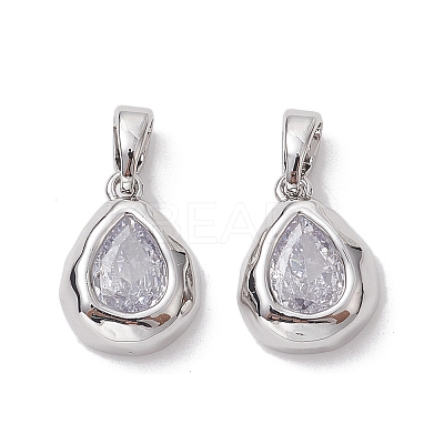 Brass Micro Pave Clear Cubic Zirconia Charms KK-K360-14P-1