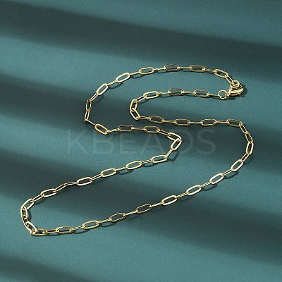 Brass Paperclip Chain Necklaces NJEW-A042-17G-02-1