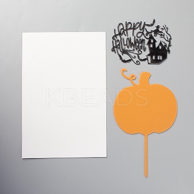 Acrylic Pumpkin Halloween Word Cake Insert Card Decoration DIY-H109-07-1