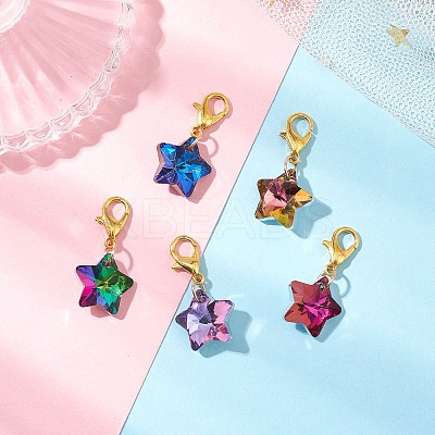 Star Glass Pendant Decorations HJEW-JM02956-1