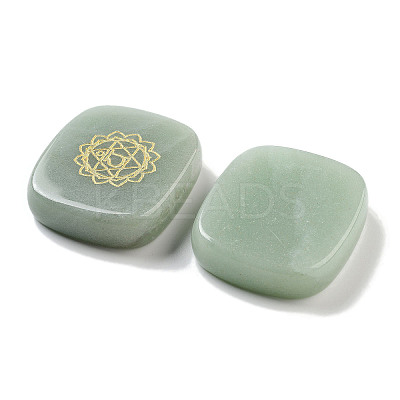 Natural Green Aventurine Rectangle with Chakra Sign Figurines Display Decorations DJEW-K025-02B-1