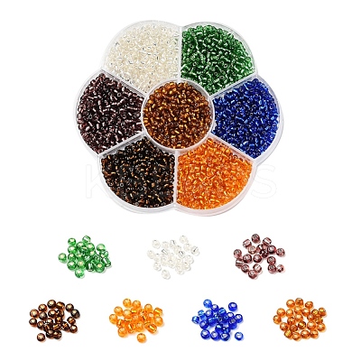7 Colors Glass Round Seed Beads SEED-YW0001-24B-02-1