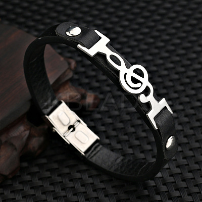 304 Stainless Steel Musical Note Link Bracelet MUSI-PW0001-34-1