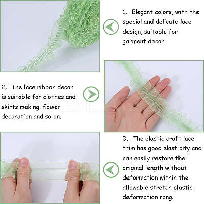 20 Yards Ruffled Nylon Elastic Lace Trim EW-WH0018-03D-1