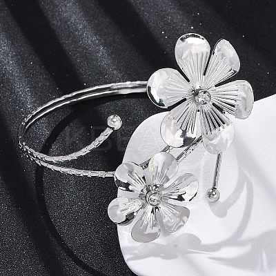 Flower Alloy Arm Cuff Bangles for Girl Women LS-AJEW-A063-01A-P-1