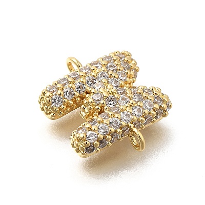Brass Micro Pave Cubic Zirconia Letter Links X-KK-I717-04M-1