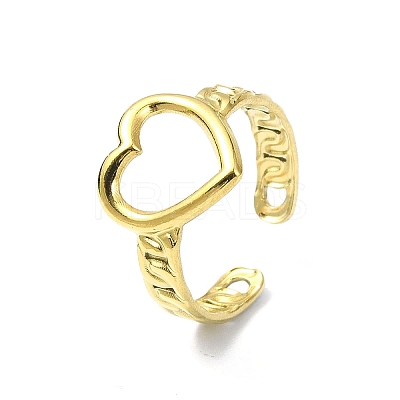 Ion Plating(IP) 304 Stainless Steel Open Cuff Ring RJEW-L109-021G-1