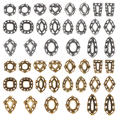 44Pcs 22 Styles Alloy Cabochons FIND-OC0004-12-1