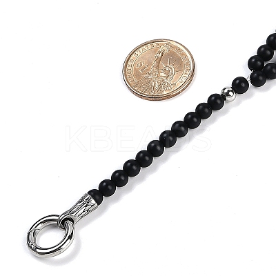 Frosted Glass Round Beaded Y Necklaces NJEW-F331-02P-03-1