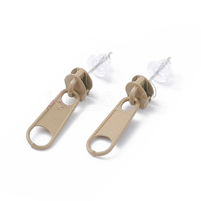 Alloy Zipper Buckle Dangle Stud Earrings with Iron Pins for Women LS-EJEW-A090-01F-1
