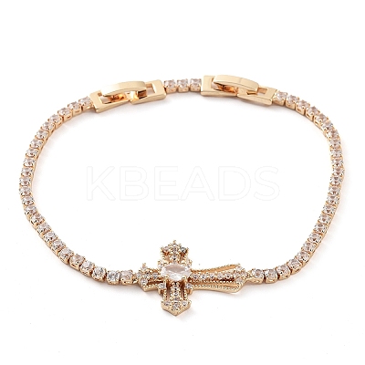 Golden Brass Link Bracelet BJEW-C055-05F-G-1