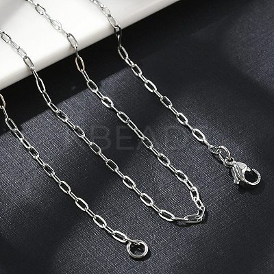 Non-Tarnish 304 Stainless Steel Paperclip Chain Necklace with Lobster Claw Clasps for Men Women X-NJEW-H205-03P-01-1
