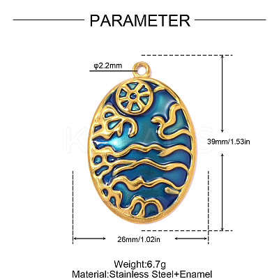 304 Stainless Steel Enamel Pendants STAS-OY010-02G-1-1