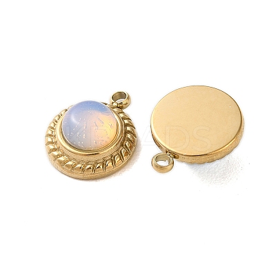 Opalite Half Round Charms STAS-L022-399G-03-1