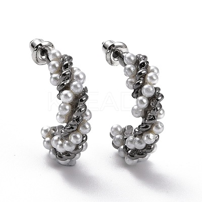 C-shape Stud Earrings EJEW-D277-15B-1