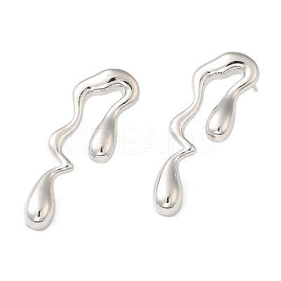Rack Plating Brass Melting Teardro Dangle Stud Earrings for Women EJEW-Z019-01P-1