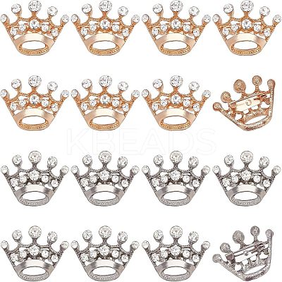 16pcs 2 Colors Crystal Rhinestone Crown Brooches JEWB-CA0001-10-1