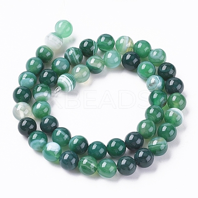 Natural Striped Agate/Banded Agate Beads X1-G-G582-8mm-58-1