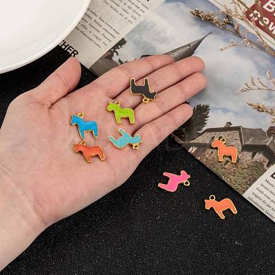 Alloy Enamel Animal Horse Pendants ENAM-M004-G-1
