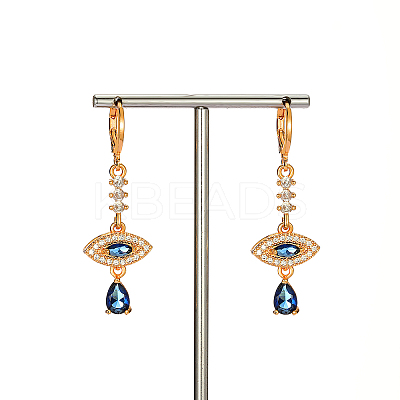 Elegant Brass Pave Cubic Zirconia Eye Leverback Earrings YO2993-1