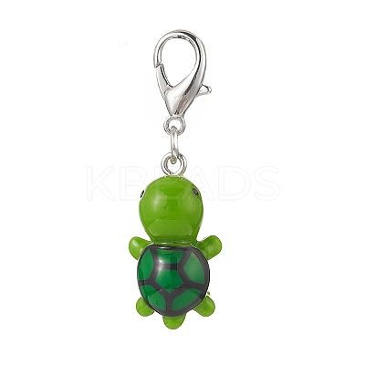 5Pcs 5 Colors Tortoise Resin Pendant Decorations HJEW-JM00864-1