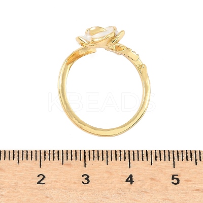 Flower Brass Micro Pave Cubic Zirconia Cuff Rings RJEW-A069-02B-01G-1