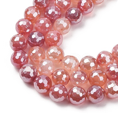 Electroplated Natural Agate Beads Strands G-B191-A07-8mm-15-1