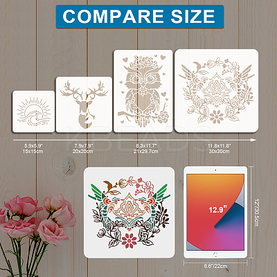 1Pc PET Hollow Out Drawing Painting Stencils DIY-MA0005-76B-1