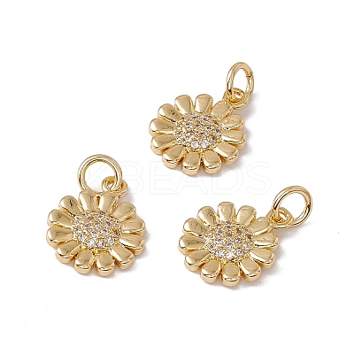 Brass Micro Pave Clear Cubic Zirconia Charms KK-G439-33G-1