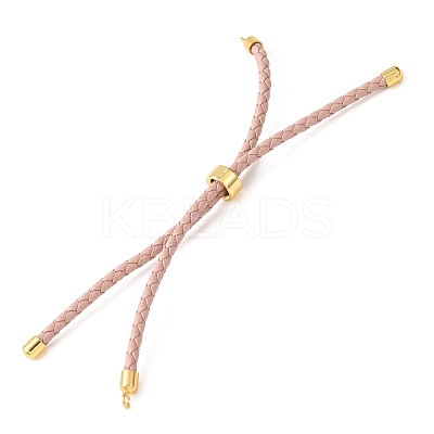 Adjustable Round Braided Microfiber Leather Cord Bracelet Making KK-CBAC260-01G-1