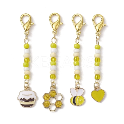 4Pcs 4 Styles Alloy Enamel Pendant Decorations HJEW-JM01696-1