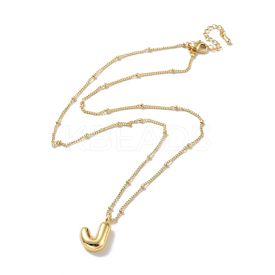 Initial Letter Brass Pendant Necklace NJEW-A015-21G-J-1