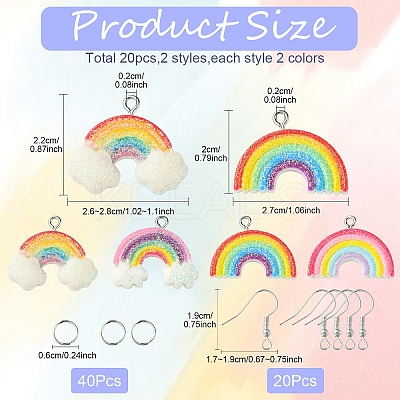 DIY Rainbow Opaque Resin Dangle Earring Jewelry Kits DIY-YW0010-80-1