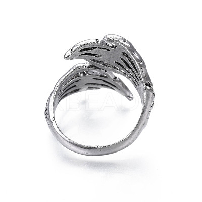 Gothic Punk Skull Hand Alloy Open Cuff Ring for Men Women RJEW-T009-57AS-1