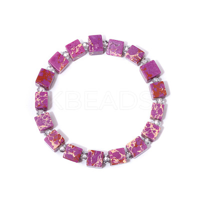 Square Synthetic Imperial Jasper Beaded Bracelets for Women Men LS-DR6998-3-1