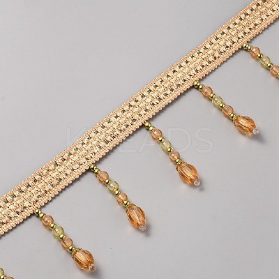 12.6 Yards Polyester Fringe Lace Ribbon OCOR-WH0091-13A-1
