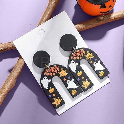Arch with Ghost Pattern Acrylic Dangle Stud Earrings FS-WG2B12F-01-1