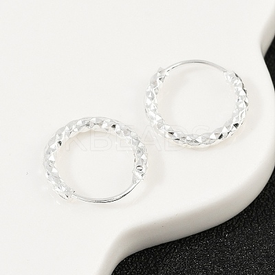 Brass Textured Hoop Earrings EJEW-F378-03A-S-1