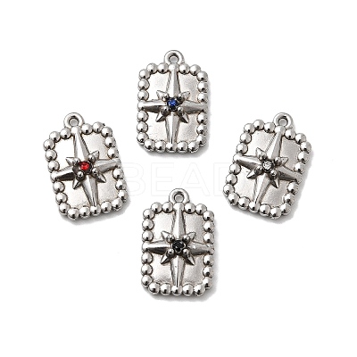 304 Stainless Steel Micro Pave Rhinestone Pendants STAS-G369-12P-1