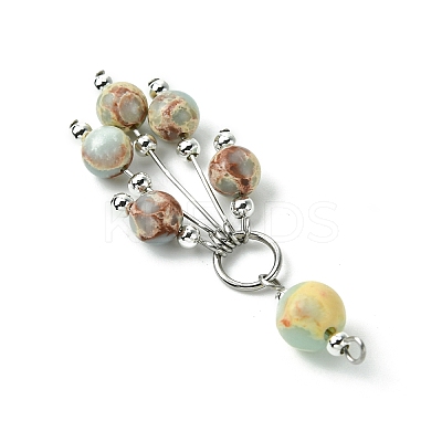 Synthetic Aqua Terra Jasper Round Tassel Big Pendants PALLOY-JF03281-01-1