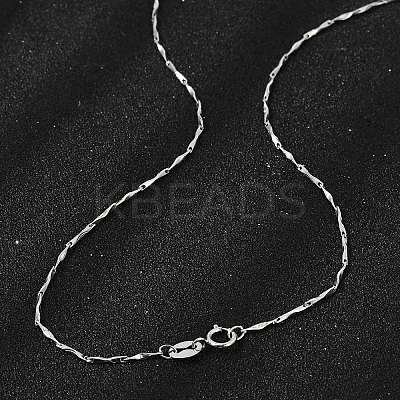 925 Sterling Silver Twisted Bar Link Chain Necklaces NJEW-H056-01B-P-1