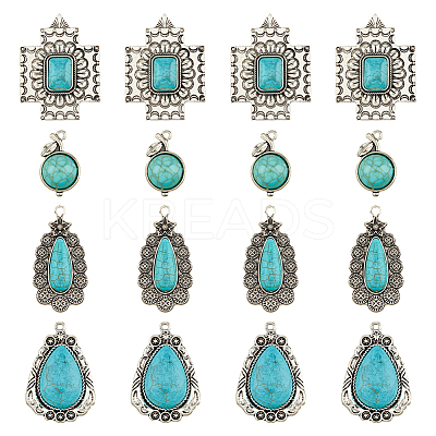 16Pcs 4 Styles Alloy Pendants PALLOY-HY0002-02-1